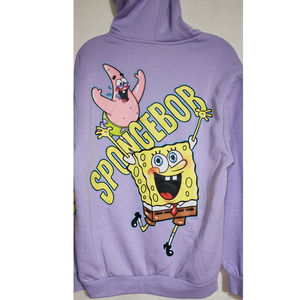 sponge bob purple hoodie men size medium-graphic is back of hoodie